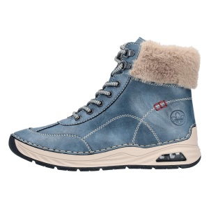 Ghete dama, Rieker, 44530-14-Albastru, casual, piele ecologica, imblanite, cu talpa groasa, albastru