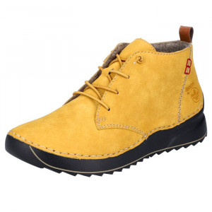Ghete dama Rieker 51510-68-Galben casual piele ecologica cu talpa joasa galben
