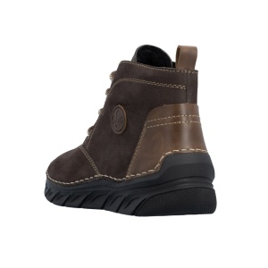 Ghete dama Rieker 55036-25-Maro casual piele naturala imblanite cu talpa joasa maro