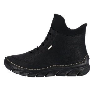 Ghete dama, Rieker, 55069-00-Negru, casual, piele ecologica, imblanite, cu talpa joasa, negru