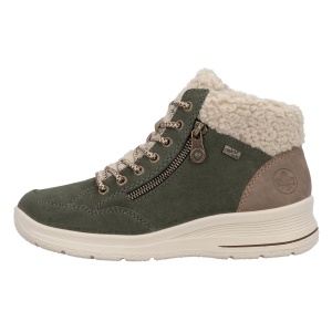 Ghete dama, Rieker, L7701-54-Verde, casual, piele intoarsa, impermeabile, imblanite, cu talpa groasa, verde