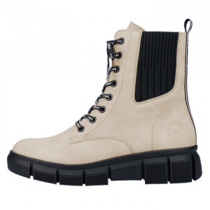 Ghete dama, Rieker, X3414-60-Bej, casual, piele ecologica, imblanite, cu talpa joasa, bej
