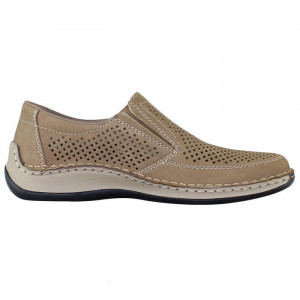 Pantofi barbati Rieker 05277-64-Bej casual piele naturala perforati cu talpa joasa bej