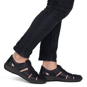 Pantofi barbati Rieker 05281-00-Negru casual piele naturala perforati cu talpa joasa negru