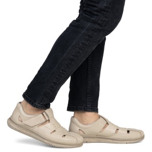 Pantofi barbati Rieker 10453-60-Bej casual piele naturala perforati cu talpa joasa bej