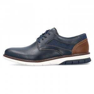 Pantofi barbati, Rieker, 14416-14-Albastru-Inchis, casual, piele naturala, cu talpa joasa, albastru inchis