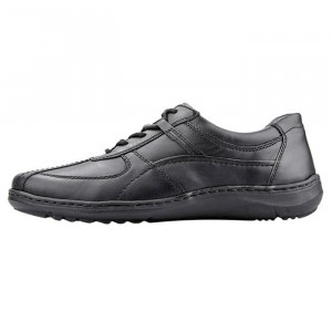 Pantofi barbati, Waldlaufer, 478002-174-001-Herwig-Negru, casual, piele naturala, cu talpa joasa, negru