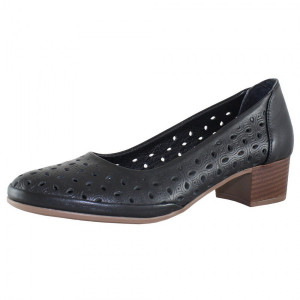 Pantofi dama Dogati 801-10-Negru casual piele naturala cu toc negru