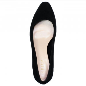 Pantofi dama Epica JIXQ675-DA037-P8563T-01-I-Negru elegant piele intoarsa cu toc negru