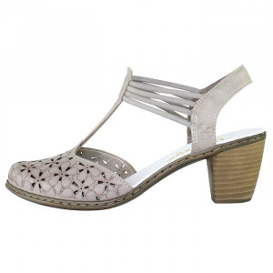 Pantofi dama Rieker 40966-64-Bej casual piele naturala cu toc bej
