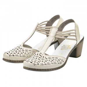 Pantofi dama Rieker 40969-80-Bej casual piele naturala cu toc bej