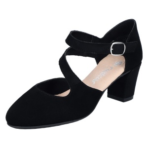 Pantofi dama Rieker 41080-00-Negru elegant piele intoarsa cu toc negru