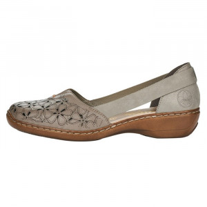 Pantofi dama Rieker 41356-64-Bej casual piele naturala cu talpa joasa bej