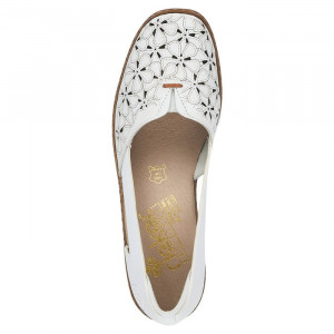 Pantofi dama Rieker 41356-80-Alb casual piele naturala cu talpa joasa alb