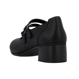Pantofi dama Rieker 41651-00-Negru casual piele naturala cu toc negru
