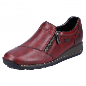 Pantofi dama Rieker 44265-35-Bordo casual piele naturala impermeabil cu talpa joasa bordo