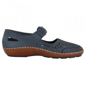 Pantofi dama Rieker 44896-14-Albastru-Inchis casual piele naturala cu talpa joasa albastru inchis