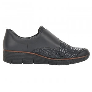 Pantofi dama Rieker 537C0-00-Negru casual piele naturala cu talpa joasa negru