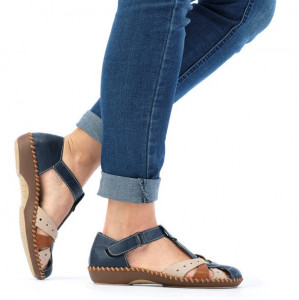 Pantofi dama Rieker M1655-14-Albastru-Inchis casual piele ecologica cu talpa joasa albastru inchis