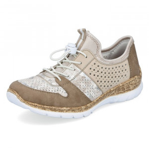 Pantofi dama Rieker N4255-60-Bej casual piele ecologica cu talpa joasa bej