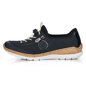 Pantofi dama, Rieker, N4263-14-Albastru-Inchis, casual, piele ecologica, cu talpa joasa, albastru inchis