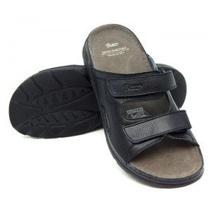 Papuci barbati Batz Mike-Negru casual piele naturala ortopedici cu talpa groasa negru