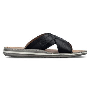 Papuci barbati Rieker 21082-00-Negru casual piele naturala cu talpa joasa negru