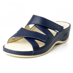 Papuci dama Batz Evelin-Albastru-Inchis casual piele naturala ortopedici cu platforma albastru inchis