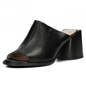Papuci dama Filippo DK4446-23-BK-Negru elegant piele naturala cu toc negru