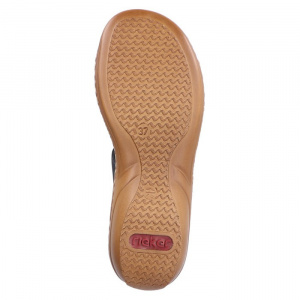 Papuci dama Rieker 60867-14-Albastru-Inchis casual piele ecologica cu talpa joasa albastru inchis