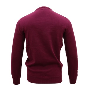 Pulover barbati LN21EWT010-Bordo elegant bumbac regular fit cu guler la baza gatului tricotat bordo