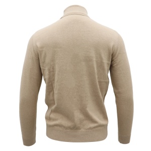 Pulover barbati LN23EWT050-1-Bej elegant bumbac regular fit cu guler inalt tricotat bej