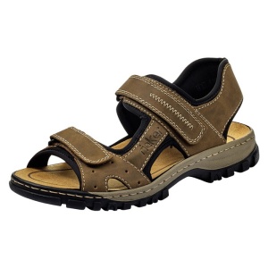 Sandale barbati Rieker 25084-24-Maro sport piele ecologica cu talpa joasa maro