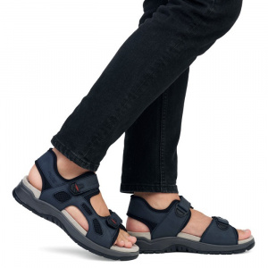 Sandale barbati Rieker 26955-14-Albastru-Inchis sport piele ecologica cu talpa groasa albastru inchis