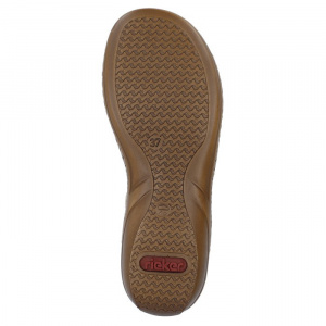 Sandale dama Rieker 60851-62-Bej casual piele ecologica cu talpa joasa bej