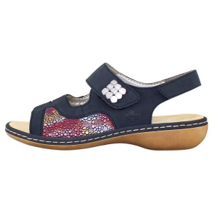 Sandale dama, Rieker, 65989-14-Albastru, casual, piele ecologica, cu talpa joasa, albastru