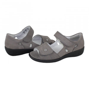 Sandale dama Waldlaufer 684021-191-088-Kara-Gri casual piele naturala cu talpa joasa gri