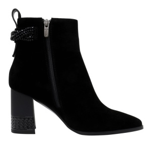 Botine dama Epica K3K350050-01-I-Negru elegant piele intoarsa cu toc negru