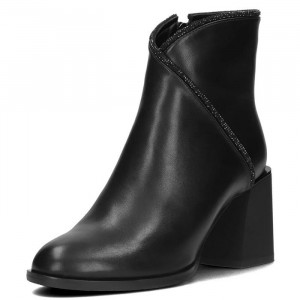 Botine dama Filippo DBT4875-23-BK-Negru elegant piele ecologica cu toc negru