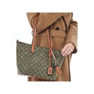 Geanta dama Rieker H1305-54-Verde de umar de mana piele ecologica casual cu aplicatie florala verde