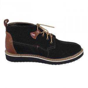 Ghete dama Agressione Bonny-V2-Negru casual piele intoarsa cu talpa joasa negru