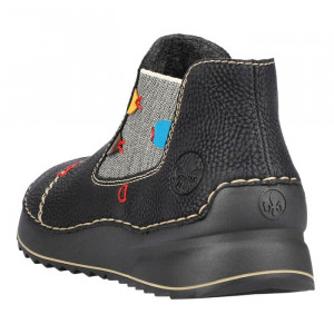 Ghete dama Rieker 51592-00-Negru casual piele ecologica cu talpa joasa negru