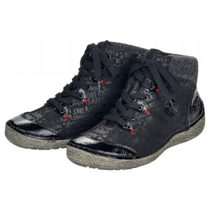 Ghete dama Rieker 52513-00-Negru casual piele ecologica cu talpa joasa negru