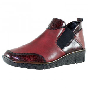 Ghete dama Rieker 53786-35-Bordo casual piele naturala cu talpa joasa bordo