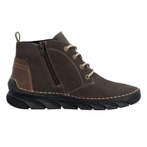 Ghete dama Rieker 55036-25-Maro casual piele naturala imblanite cu talpa joasa maro