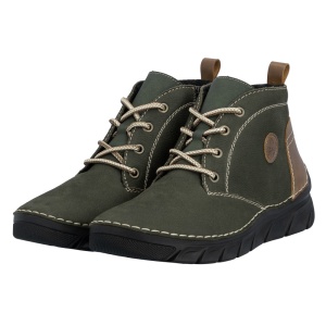 Ghete dama Rieker 55036-54-Verde casual piele naturala imblanite cu talpa joasa verde