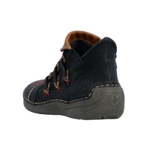 Ghete dama Rieker 72581-00-Negru casual piele ecologica cu talpa joasa negru