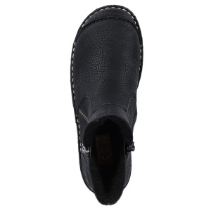 Ghete dama Rieker 73357-00-Negru casual piele ecologica imblanite cu talpa joasa negru