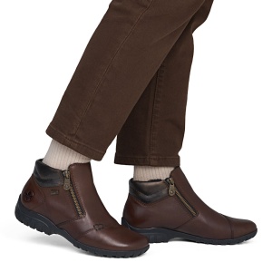 Ghete dama Rieker L4655-27-Maro casual piele naturala impermeabile imblanite cu talpa joasa maro
