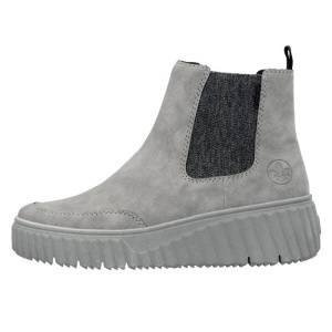 Ghete dama, Rieker, N2553-40-Gri, casual, piele ecologica, cu talpa groasa, gri